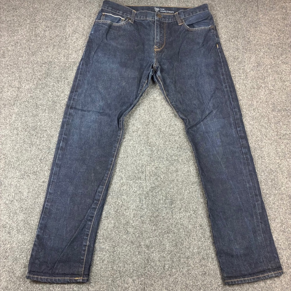 Gap Slim Fit Mens Jeans 34x32 Dark Wash Indigo Denim Pants 34 x 32